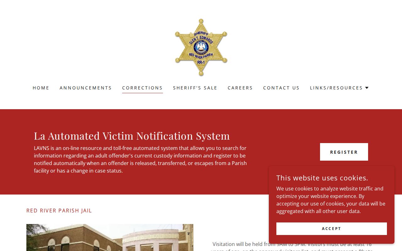 Red River Parish jail corrections and current roster page
