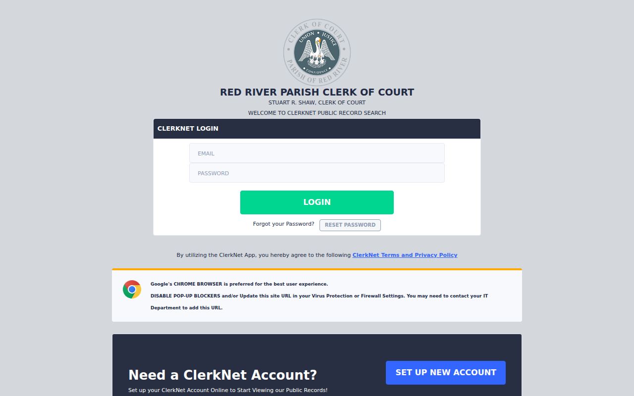 Red River Parish criminal court records ClerkNet login