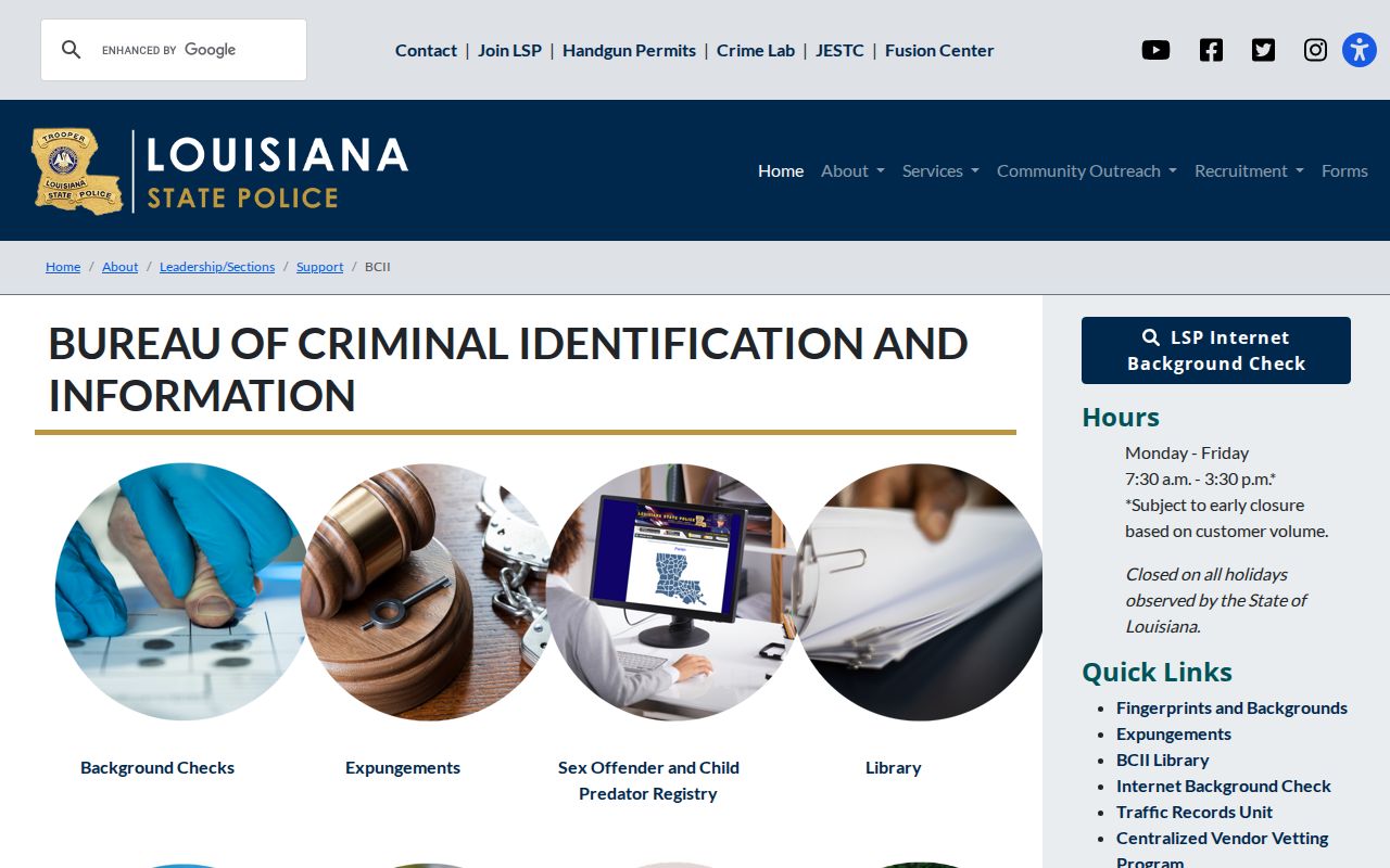 Red River Parish criminal history Louisiana State Police background checks