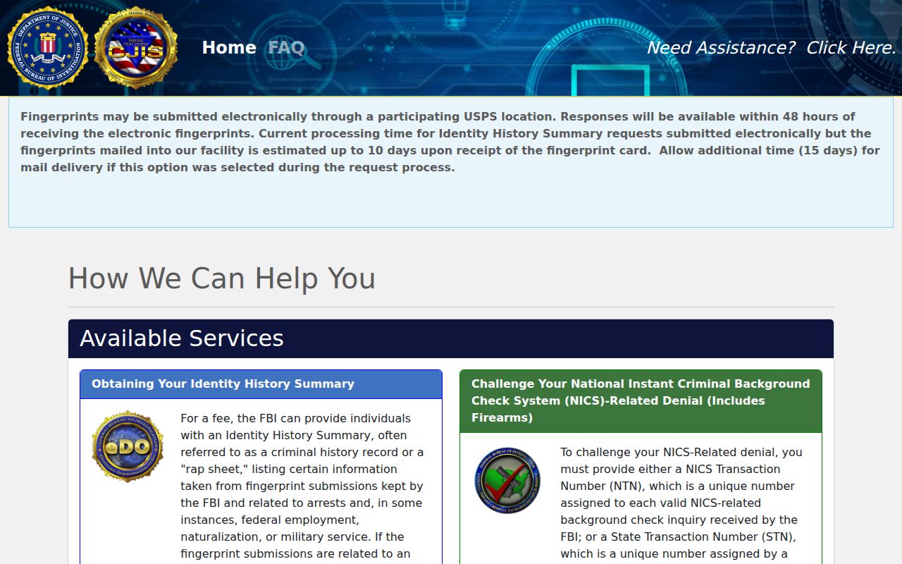 Red River Parish criminal history FBI personal record review portal